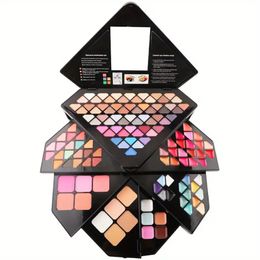 130 Colors Diamond Shape Makeup Kit, Concealer , Contour, Lip Gloss, Eyeliner Highlight Palette Shimmer & Matte Eyeshadow, Blusher, Lipstick & Foundation Powder Perfect