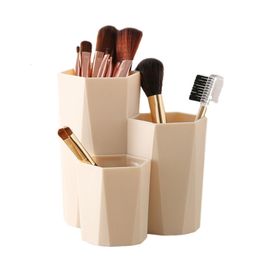 Storage Boxes Bins 3 Lattices Makeup Brush Box Desktop Organizer Dressing Table Bathroom Eyebrow Pencil Holder 230818