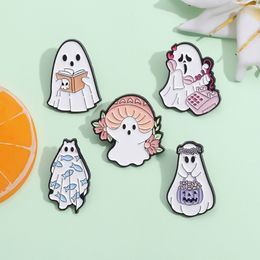 Brooches Pin for Women Men Funny Badge and Pins for Dress Cloths Bags Decor Ghost Halloween Cute Enamel Metal Jewelry Gift for Friends Wholesale