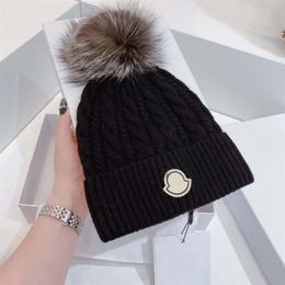 Designer Beanie Warm Knitted Hat Classic Skull Caps Fashion Winter Hairball Hats Breathable Available In 8 Colours Multi Colour Opti302U