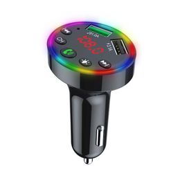 Car Audio Bluetooth Fm Transmitter 7 Colours Led Backlit Radio Mp3 Music Player Atmosphere Light O Receiver Usb Charger Drop Delivery Dhetl