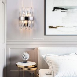 Wall Lamp Modern Crystal Luxury Bedroom Headboards Bedside Light Aesthetic Design Wandverlichting Living Room Decoration