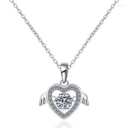 Chains AZ107-X Lefei Fashion Trend Luxury Classic 0.5Ct Moissanite Nimble Angle Heart Necklace For Women 925 Silver Party Charm Jewellery