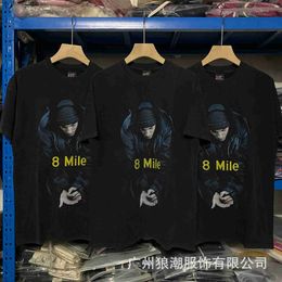 Men's T-Shirts Correct VTG TEE 8 Mile Movie Amu Washed Old Short Sleeve Unisex Casual Loose T-shirt T230821