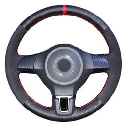 Black Suede Car Steering Wheel Cover for Volkswagen Golf 6 Mk6 VW Polo Sagitar Bora Santana Jetta MK5191L