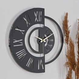 Wall Clocks Muyika Ruota Geometric Clock Decorative Metal Luxury Black And Decoration