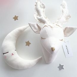 Plush Wall Stuff Animal Unicorn Deer Head Toys Wall Hanging Mounts Decor 3D Head Wall Hanging Ornaments Art Kids Room Wall Decoration Toys 230821