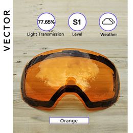 Ski Goggles goggles Only Lens Anti fog UV400 Skiing Magnet Adsorption Weak Light tint Weather Cloudy Brightening 20013 230821