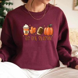 Women's Hoodies Tis The Season Fall Coffee Sweatshirt Lovers Hoodie Pumpkin Latte Drink Sweatshirts Thanksgiving Pullover Halloween Tops