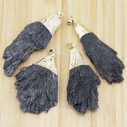 Pendant Necklaces Fashion Original Natural Black Tourmaline Repair Ore Peacock Tail Necklace Charm Diy Jewellery Making Accessories Wholesal