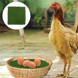 Decorative Flowers 3pcs Chicken Nesting Box Pads Washable Artificial Grass Rug Carpet Synthetic Turf Mat For Coop Garden Lawn Indoor