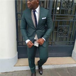 New Dark Green Mens Slim Fit Simple Suits for male Men's Classic Wedding Suit For Groom Formal Party Tuxedos 2 Pieces344z