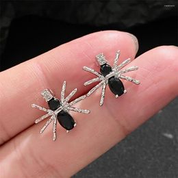 Stud Earrings Gothic 3D Spider Ear Studs With Rhinestone For Women Gothique Black Shape Piercing Earring Haloween Jewelry Accessories