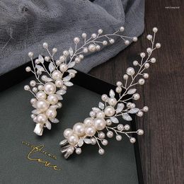 Hair Clips Gorgeous Bridal Accessories Tree Branch Pearl Crystal Hairpin Headdress Hand-Woven Wedding Tiara Jewelry