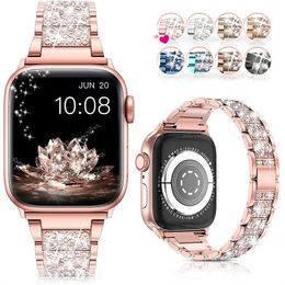 Para Apple Watch Band 38mm 40mm 41mm Série 8 7 6 5 4 3 2 1 SE Ultra for Women Bling Replacement Iwatch Bracelet Sparkle Diamante