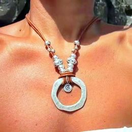 Pendant Necklaces Hippy Gypsy Circle Ring Choker Goth Wrap Necklace Bohemian Jewellery Clavicle Chain Fashion Gift