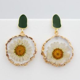 Dangle Earrings Dried Flower Daisy For Women Cute Vacation Beach Jewelry Gift Daughter Sister