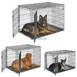 Other Pet Supplies Enhanced Dog Folding Crate Includes Leak-Proof Pan Double Door Floor Protecting Feet Large Dog Cage Divider Panel For Pets HKD230821