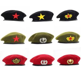 Military Cap men Without Badge Solider Army Hat Man Woman Wool Vintage Beret Beanies Caps Winter Warm Hat Cosplay Hats for Woman267R