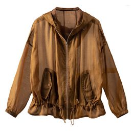 Women's Jackets Natural Silk Jacquard Organza Thin (Summer) Women Jacket Abrigos Mujer Invierno 2023 Outerwear & Coats Casaco Feminino