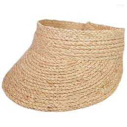 Berets Women Woven Straw Open Top For Sun Hat Foldable Roll-up Wide Brim Beach Baseball