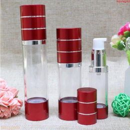 15ml 30ml 50ml Wine red Refillable Bottles with silver line Portable Airless Pump Dispenser Bottle For Travel Lotion#121goods Aoxle