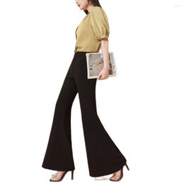 Women's Pants YUEY S To 5XL Fashion Beautiful Flared For Spring Summer OL Big Size Thin Black White Flat Flare Trousers