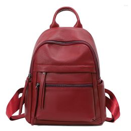 School Bags Nesitu Highend Fashion Top Grain Genuine Leather Black Brown Red Green Blue Grey Khaki Women's Backpack Cowhide Female Lady Girl