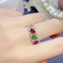 Cluster Rings Arrival Natural Peridot Garnet Topaz Amethyst Women's Ring 925 Silver Wedding Fine Jewellery 3 5mm