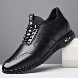 Dress Shoes Business Genuine Leather Casual Shoes Men's Invisible Inner Height 6cm/8cm Mens Sneakers Zapatos Hombre Sapato Casual Masculino 230818