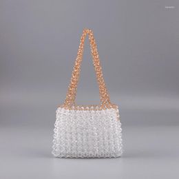 Evening Bags Customised Beaded Transparent Handbags For Women 2023 Simple Casual Acrylic Handwoven Colour Blocked Women's Shoulder Bag