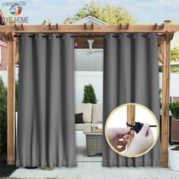 Curtain RYB HOME Outdoor Curtain Drape Blackout Light Blocking Fade Resistant with Back tab and grommet Rust-Proof for Porch Beach Patio HKD230821
