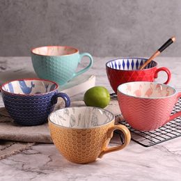 Mugs Colorful Ceramic Hand Painted Coffee Cup Creative Vintage Cafe Bar Drinkware Personality Breakfast Cups Tea Mug 230818
