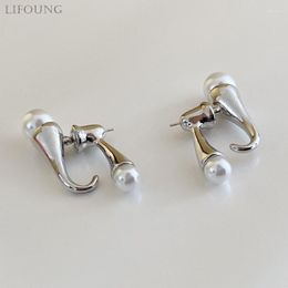 Stud Earrings Irregular Metal Imitation Pearl For Women Fancy Holiday Accessories Fashion Jewellery Smooth Trendy Styles Gifts 2023427