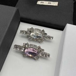 Top designer MiuMiu Fashion Hair Clip New Pink Crystal Full Diamond for Women's INS Style Cute Temperament High Grade Feeling Spring Clip gifts Jewellery Accessories