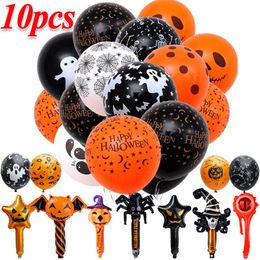 Other Event Party Supplies 101Pcs Halloween Latex Balloons Inflatable Pumpkin Ghost Festival Foil for Decoration Kids Toys Gifts 230818