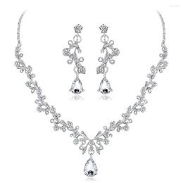 Chains Elegant Bridal Set For Wedding Simple Water Drop Earrings And Necklace In Korean Style