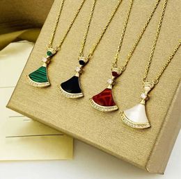 WomensJewelry Shell pendant necklace gem diamond gold Sweat-proof and colorfast ladies fashionHigh Estilo