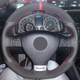 DIY Car Steering Wheel Cover for Volkswagen Golf 5 Mk5 GTI VW Golf 5 R32 Passat R GT 2005183I