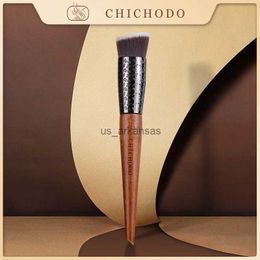 Makeup Brushes CHICHODO Makeup Brush-Amber Series Carved Tube Synthetic Hair Liquid Foundation Brush-BB Cream Cosmetic Pen-Beauty-Cosmetic-F224 HKD230821