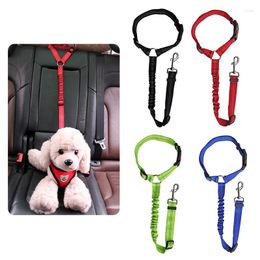 Dog Collars Pet Supplies Seat Belts Car Safety Rope Traction With Ring Elastic Reflective Strip Gatos