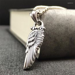 Chains Lefei Jewelry Real S925 Silver Fashion Trendy Luxury Retro Creative Feather Angle Wing Necklace Women Party Wedding Charms Gift