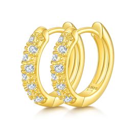 Fashion Hot Selling Hip Hop Bling Iced Out Moissanite Diamond Gold Plated 925 Sterling Silver Hoop Earrings