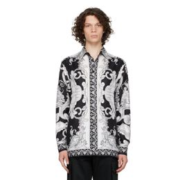 Black & White Baroque Mens Designer Shirts Brand Clothing Men Long Sleeve Dress Shirt Hip Hop Style Quality Cotton SHIRTS 6932315J