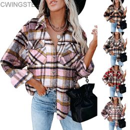 Womens Jackets Autumn and Winter Warm Plain Wool Long Sleeve Single breasted Fashion Polo Neck Jacket 230818