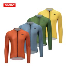 Cycling Shirts Tops HISERWA Long Sleeve Cycling Jersey High Quality Mtb Race Bike Clothing Men Women Breathable Sportswear Bicycle Jersey 230820