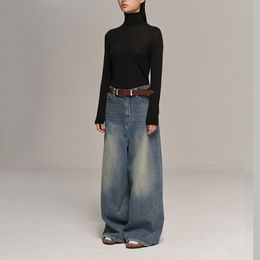 Women's Jeans Vintage washed light blue wide leg jeans genderless men and women of the same paragraph loose dragging pants 2023 spring 230821