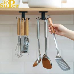 Hooks Rails 6 Kitchen Rack Organiser Home Accessories 360 Degrees Rotating Cabinet Hanger Utensils For Convenience 230818