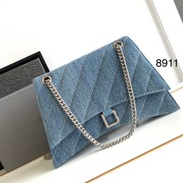 SS23 New product crush bag Magnetic closed quilting Denim bag women's high quality chain shoulder bag street fashion style handbag Crossbody purse