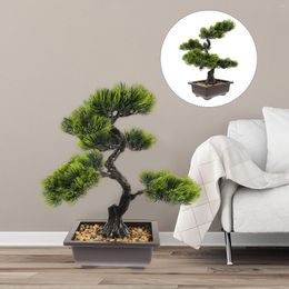 Decorative Flowers Fake Plants Decor Artificial Home Indoor Pine Tree Bonsai Realistic Ornament